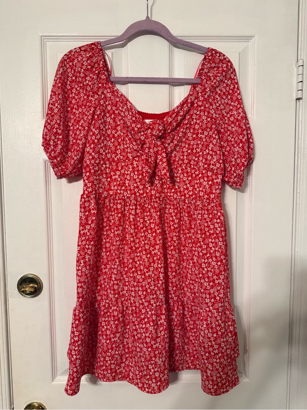LC Lauren Conrad Red Floral Tie-Front Mini Dress